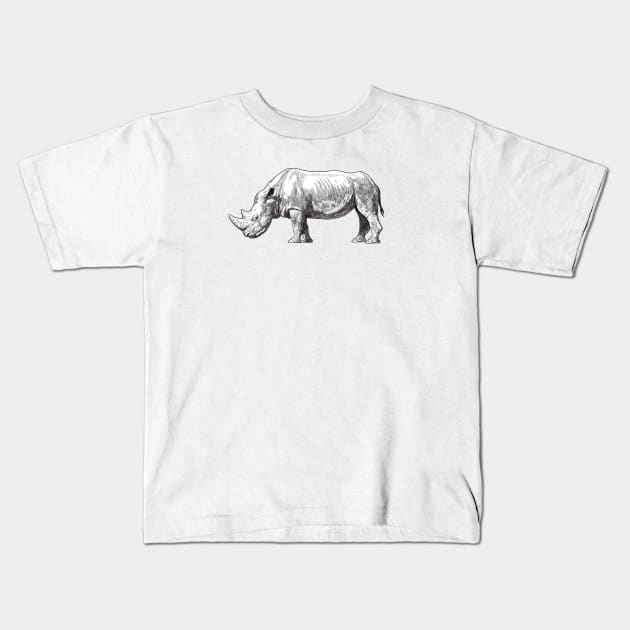 Drawing of a Rhino Kids T-Shirt by StefanAlfonso